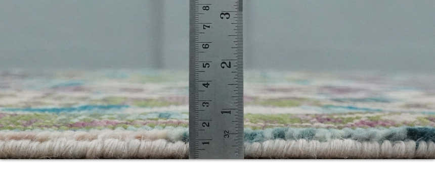 Transitional Hand Knotted Custom Made Green, Aqua, Peach and Purple Wool Rug