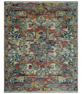 Transitional Ivory, Rust, Yellow Custom Made Turkish Design wool Area Rug