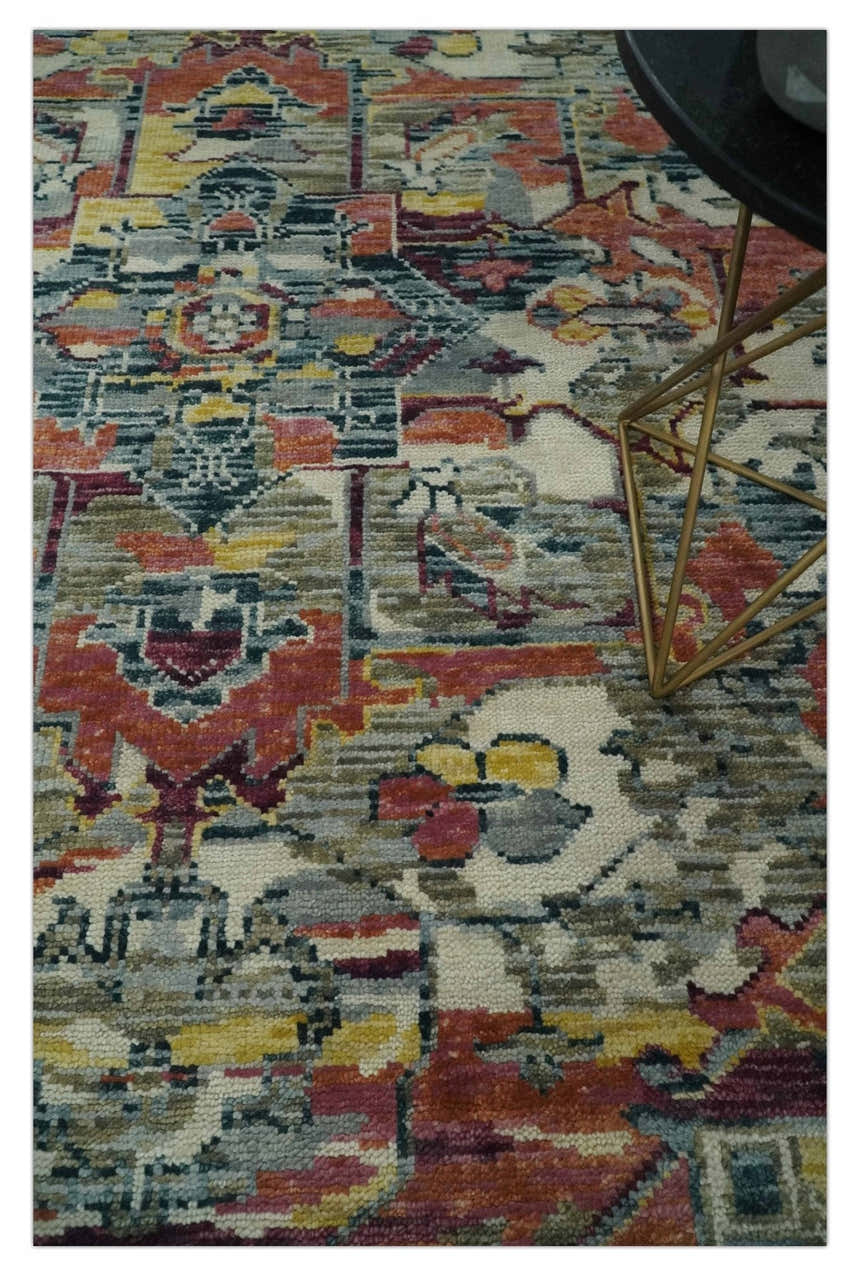 Transitional Ivory, Rust, Yellow Custom Made Turkish Design wool Area Rug