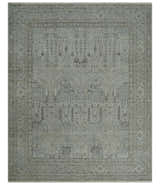 Tree of life Antique Distressed Finished Gray and Silver Low Pile Multi Size wool Area Rug