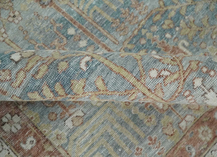 Tree of life Antique Distressed Finished Gray, Silver and Rust Low Pile Multi Size wool Area Rug
