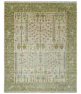 Tree of life Beige, Purple and Olive Hand Knotted Traditional Floral Custom Made wool rug