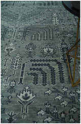Tree of life Gray, Charcoal and Ivory Hand knotted Traditional Floral Multi Size wool Area Rug