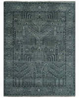 Tree of life Gray, Charcoal and Ivory Hand knotted Traditional Floral Multi Size wool Area Rug