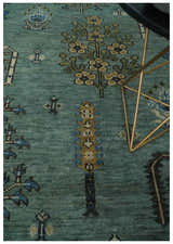 Tree of Life Green Traditional Hand Knotted Turkish Design Multi Size Wool Area Rug