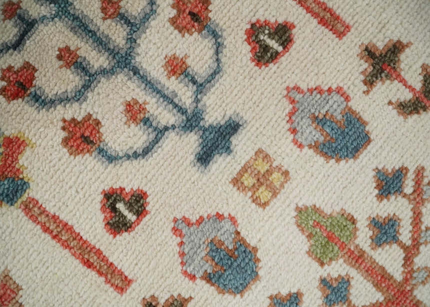 Tree of Life Hand Knotted Ivory, Brown and Rust Traditional Oushak Multi Size Wool Rug