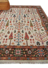 Tree of Life Hand Knotted Ivory, Brown and Rust Traditional Oushak Multi Size Wool Rug