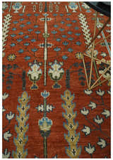 Tree of Life Rust and Ivory Traditional Hand Knotted Turkish Design Wool Area Rug