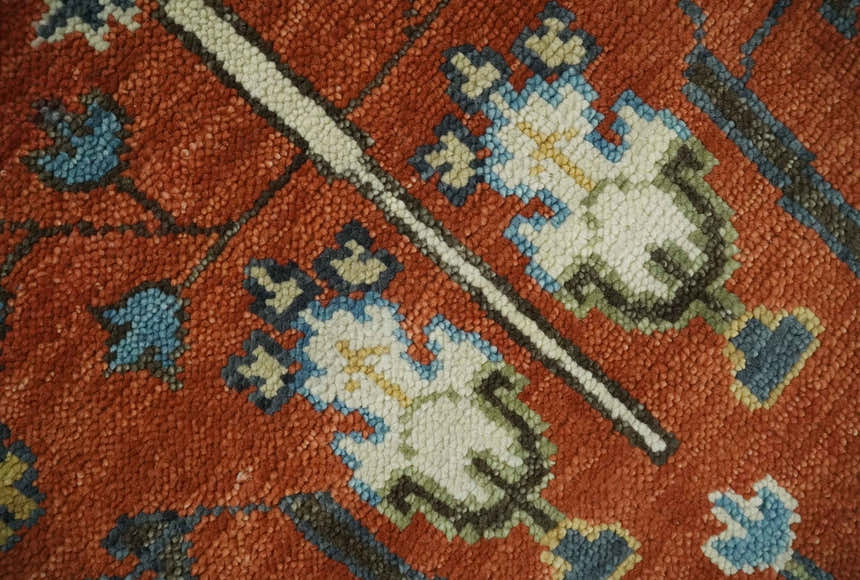 Tree of Life Rust and Ivory Traditional Hand Knotted Turkish Design Wool Area Rug