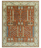 Tree of Life Rust and Ivory Traditional Hand Knotted Turkish Design Wool Area Rug