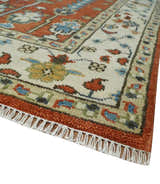 Tree of Life Rust and Ivory Traditional Hand Knotted Turkish Design Wool Area Rug
