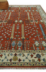 Tree of Life Rust and Ivory Traditional Hand Knotted Turkish Design Wool Area Rug