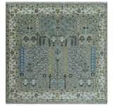 Tree of life Silver and Ivory Hand Knotted Traditional Multi Size Wool Area Rug