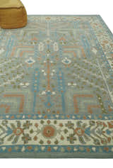 Tree of life Traditional Floral Gray, Beige, Green and Dark Peach Hand Tufted wool Area Rug