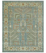 Tree of life Traditional Floral Gray, Beige, Green and Dark Peach Hand Tufted wool Area Rug