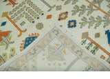 Tree of life Traditional Floral Ivory, Blue and Rust Hand Knotted Multi Size Wool Area Rug