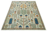 Tree of life Traditional Floral Ivory, Blue and Rust Hand Knotted Multi Size Wool Area Rug