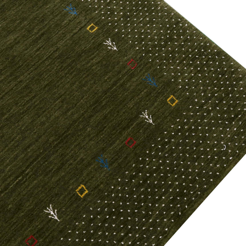 Tribal Border Design Hand Loomed Wool Area Rug