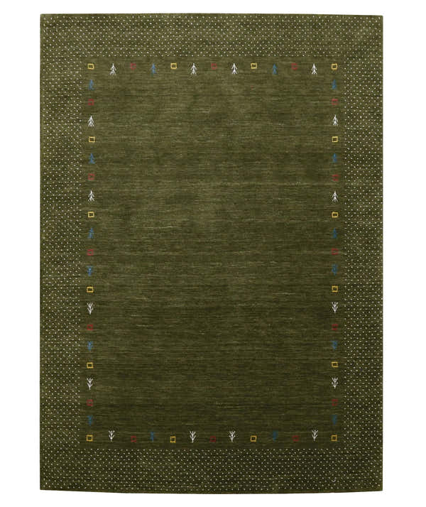 Tribal Border Design Hand Loomed Wool Area Rug