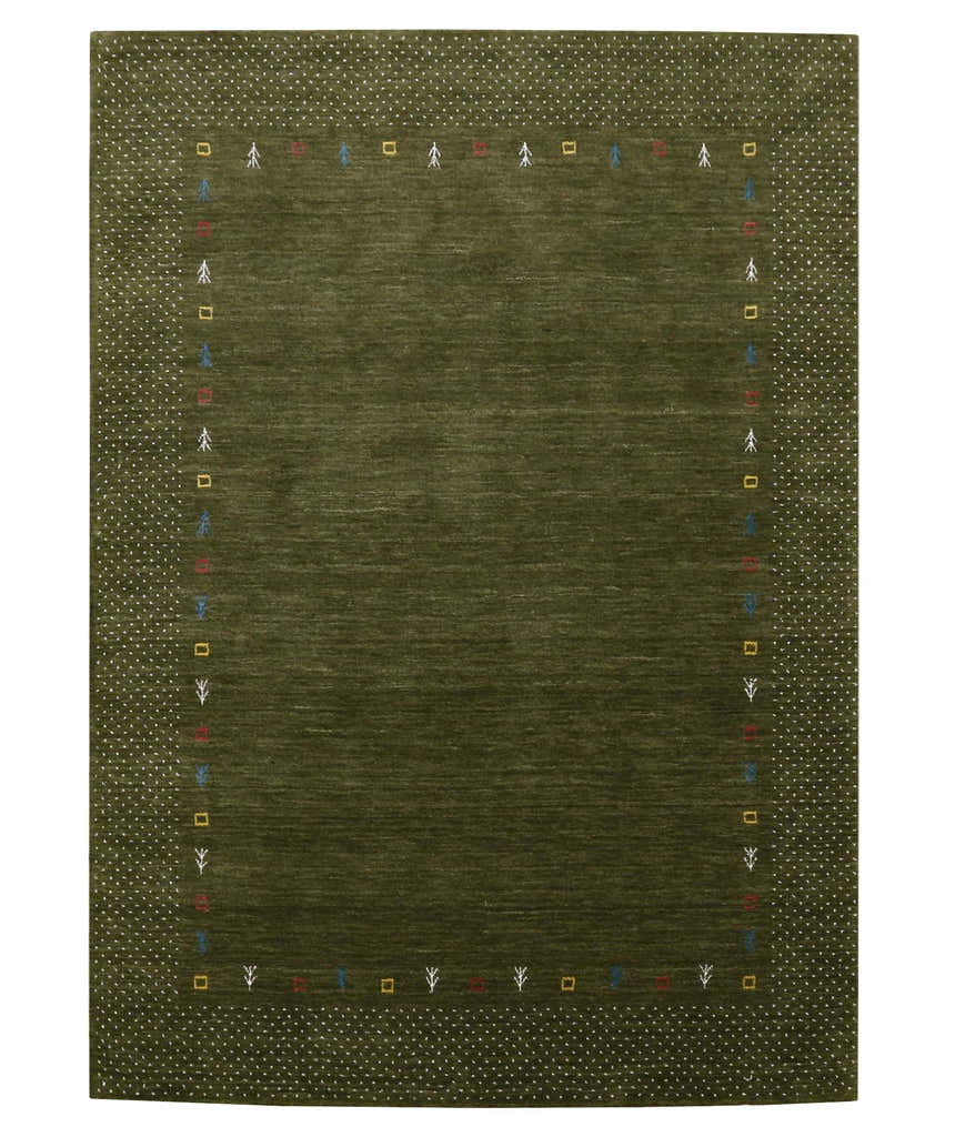 Tribal Border Design Hand Loomed Wool Area Rug