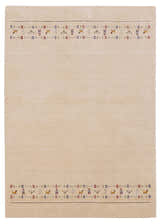 Tribal Border Ivory Design Hand Loomed Wool Area Rug