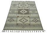 Tribal Custom Made Contemporary Beige Hand knotted Wool Area Rug