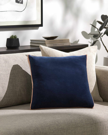 Noxen Deep Blue Vertical Pleated Texture Modern Cotton Accent Pillow