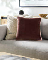 Rosten Rust Vertical Pleated Texture Modern Cotton Accent Pillow