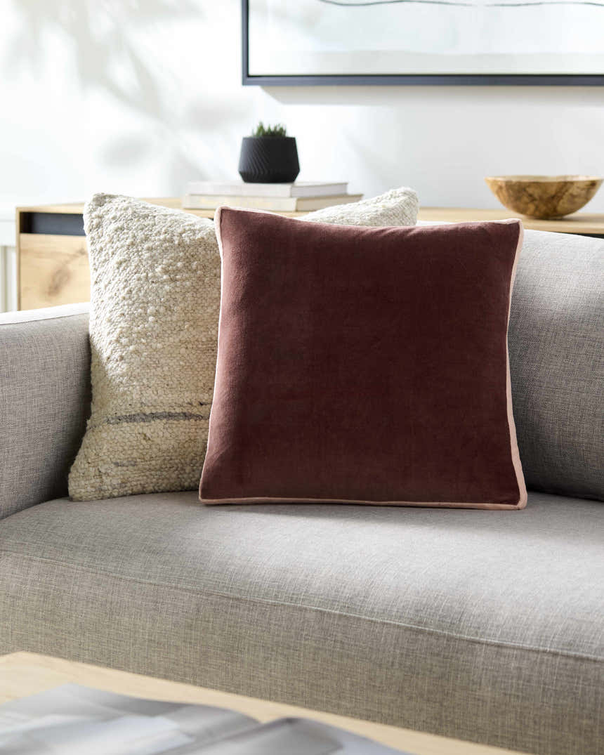 Rosten Rust Vertical Pleated Texture Modern Cotton Accent Pillow