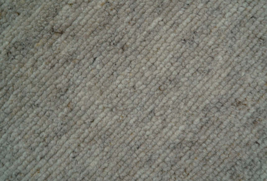 Tulu Modern Solid Beige Hand Knotted Wool Area Rug