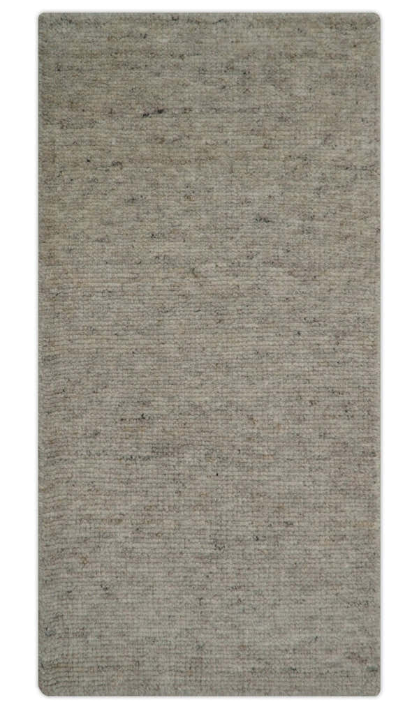 Tulu Modern Solid Beige Hand Knotted Wool Area Rug