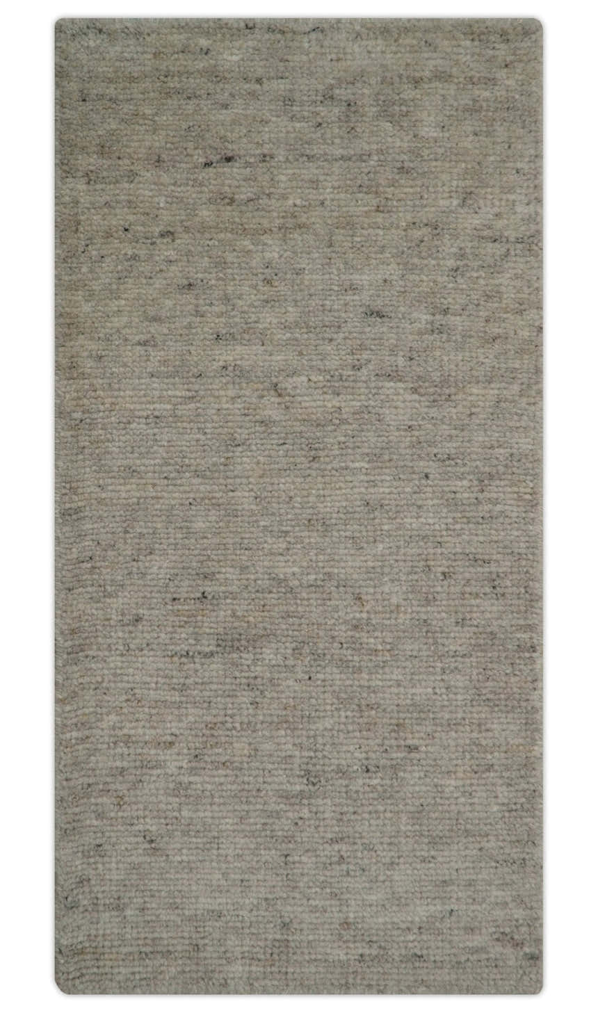 Tulu Modern Solid Beige Hand Knotted Wool Area Rug