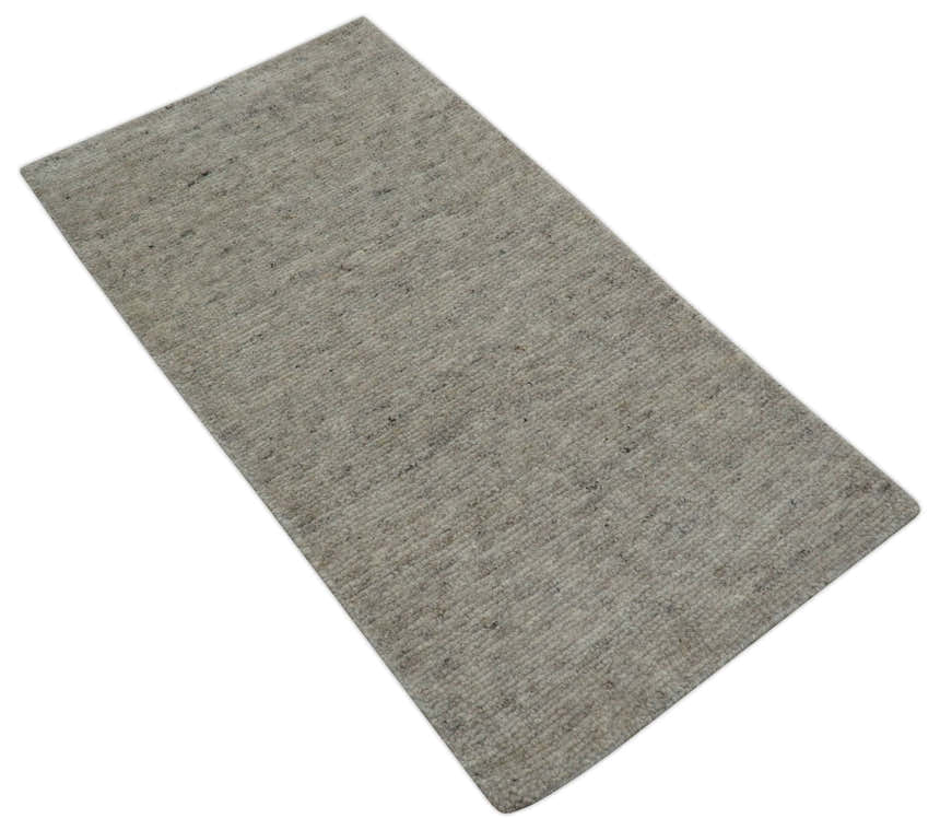 Tulu Modern Solid Beige Hand Knotted Wool Area Rug