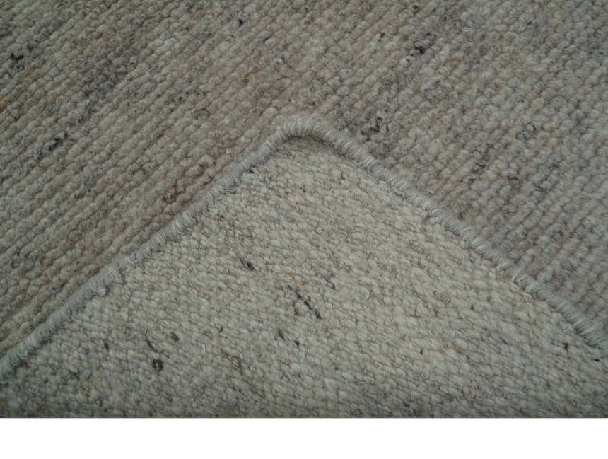 Tulu Modern Solid Beige Hand Knotted Wool Area Rug