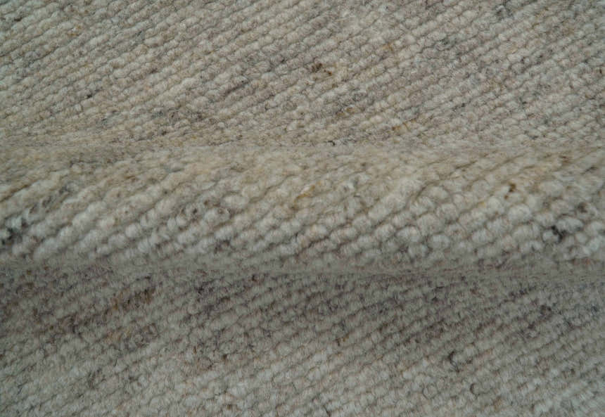 Tulu Modern Solid Beige Hand Knotted Wool Area Rug