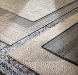 Close-up of Hemyock Premium Wool&Viscose Carpet in black, charcoal, and off-white. Features hand-knotted Bohemian designs. Styleshot