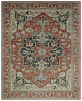 Traditional Heriz Rust And Beige Hand Knotted Wool Area Rug