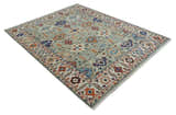 Turkish Knot Antique Green and Ivory Traditional Hand knotted Wool Rug