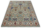 Turkish Knot Antique Green and Ivory Traditional Hand knotted Wool Rug