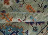 Turkish Knot Antique Green and Ivory Traditional Hand knotted Wool Rug