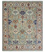 Turkish Knot Antique Green and Ivory Traditional Hand knotted Wool Rug