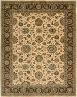 Detailed floral pattern on a Nourison Living Treasures Beige Traditional Rug.