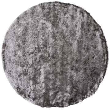 Close-up of round Feizy Indochine Modern Solid rug in gray and black, showing soft, textured pile. Design-Round