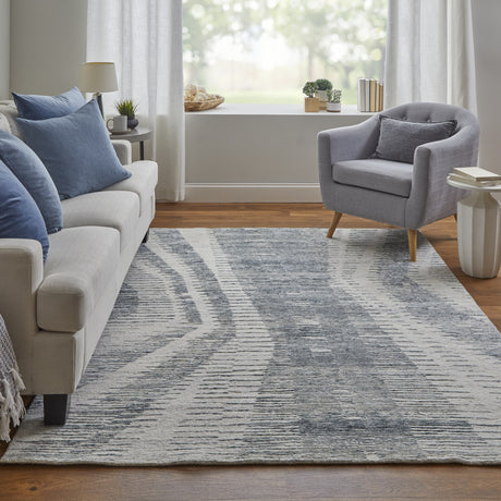 Feizy Brighton Modern Abstract - Ivory/Blue/Gray Area Rug