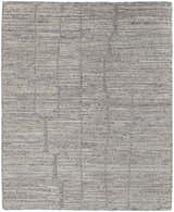 Close-up of the Feizy Navaro rug; gray, ivory, and taupe wool and viscose with a subtle abstract pattern. Design-Rectangle