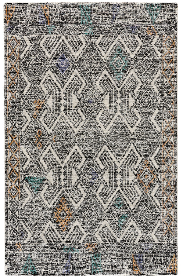 Feizy Arazad Transitional Geometric - Black/Ivory/Green Area Rug