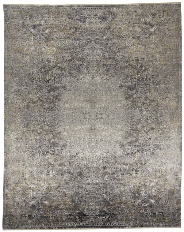 Feizy Sarrant Transitional Medallion - Gray/Ivory/Tan Area Rug