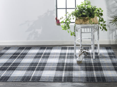 Feizy Crosby Transitional Plaid - Black/Blue/White Area Rug - Clearance