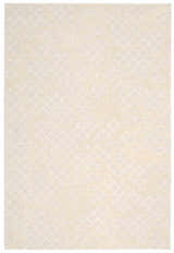 Close-up of the Nourison Escalade Spa Indoor Area Rug. Creamy floral design on a textured, scalloped background. Handmade rug.