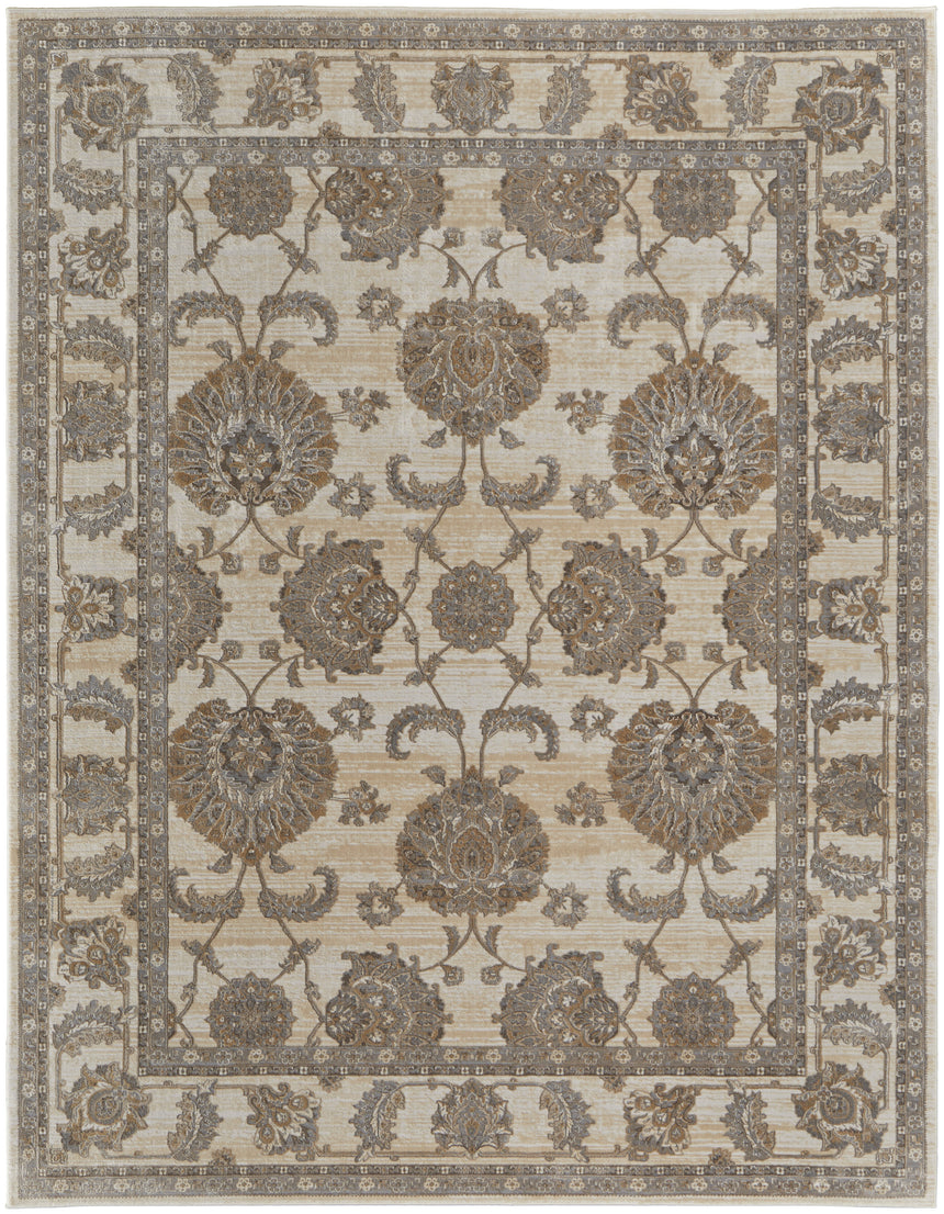 Feizy Celene Traditional Bordered - Tan/Ivory/Brown Area Rug